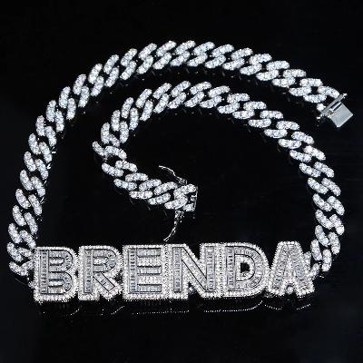 Iced Out 8mm Cuban Custom Baguette Letters Name Necklace