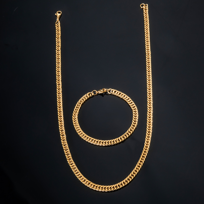 2.5/3.5/4.5/5.5/6/7/8/9/10/13mm Cuban Chain&Bracelet Set in Gold