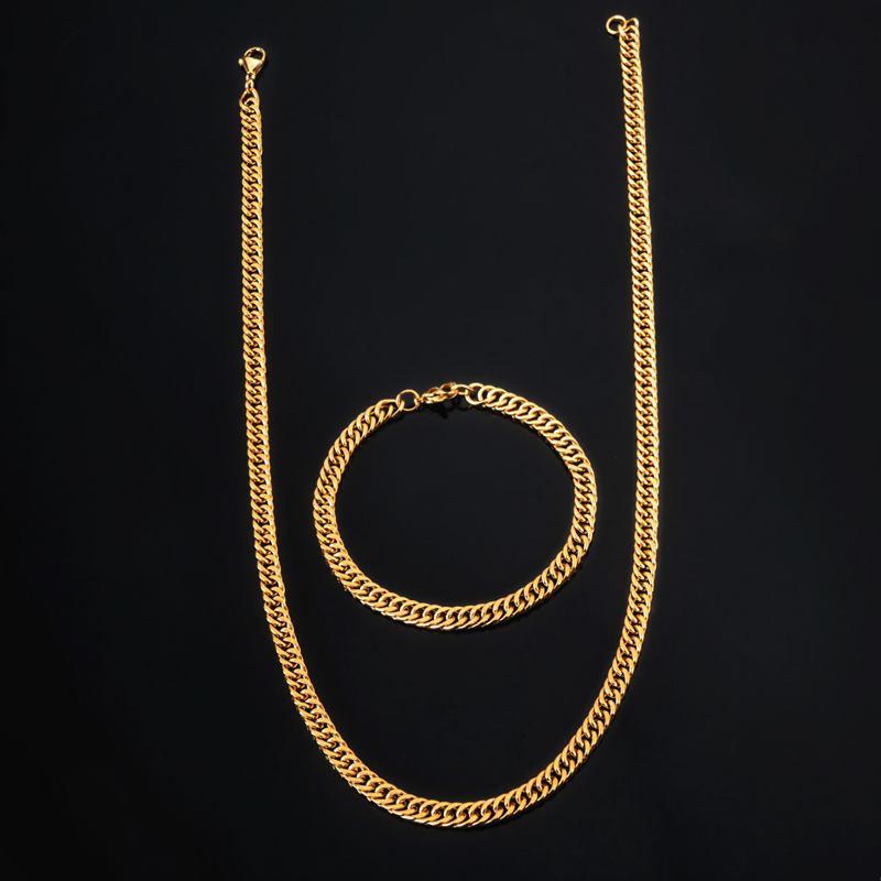 2.5/3.5/4.5/5.5/6/7/8/9/10/13mm Cuban Chain&Bracelet Set in Gold 2.5/3.5/4.5/5.5/6/7/8/9/10/13mm Cuban Chain&Bracelet Set in Gold