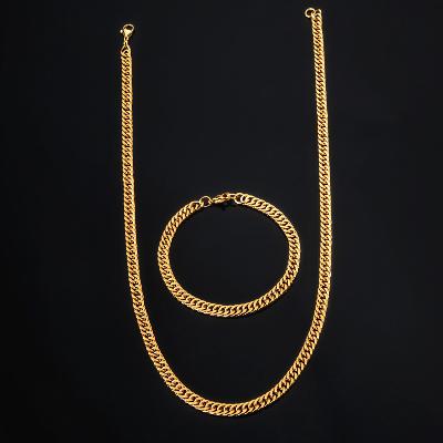 2.5/3.5/4.5/5.5/6/7/8/9/10/13mm Cuban Chain&Bracelet Set in Gold