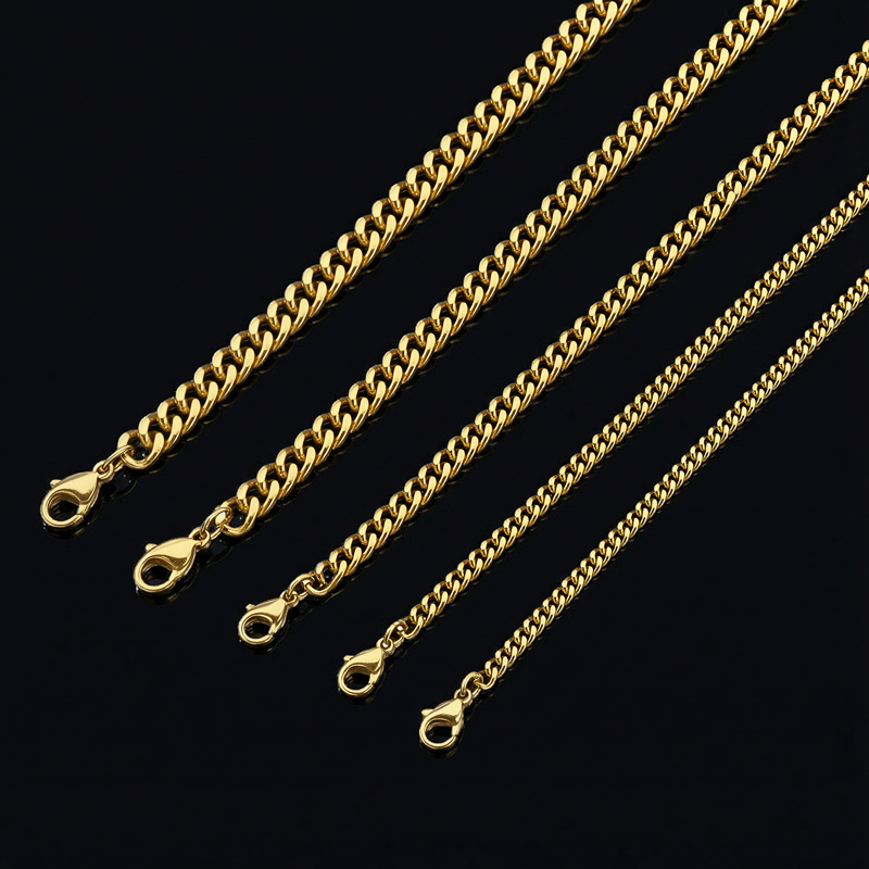 2.5/3.5/4.5/5.5/6/7/8/9/10/13mm Cuban Chain&Bracelet Set in Gold 2.5/3.5/4.5/5.5/6/7/8/9/10/13mm Cuban Chain&Bracelet Set in Gold