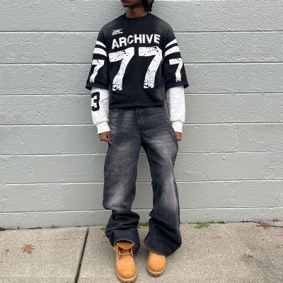 Hip Hop 77 Fake Two Piece Sweatshirt