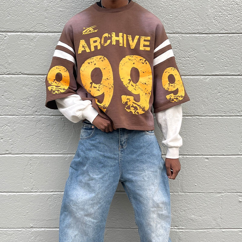 Hip Hop 99 Fake Two Piece Sweatshirt