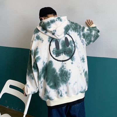 Hip Hop Tie-Dye Smiley Print Hoodie