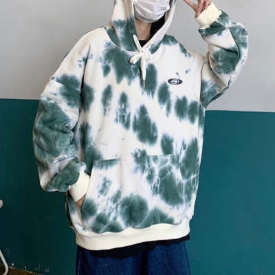 Hip Hop Tie-Dye Smiley Print Hoodie