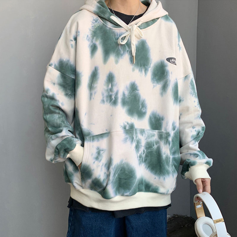 Hip Hop Tie-Dye Smiley Print Hoodie