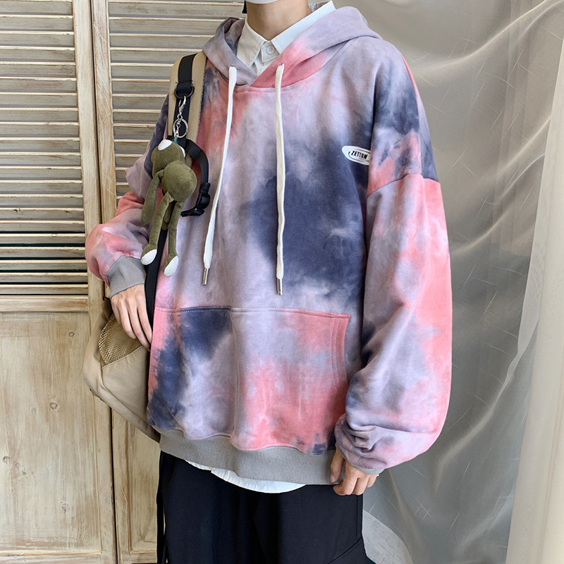 Hip Hop Tie-Dye Smiley Print Hoodie