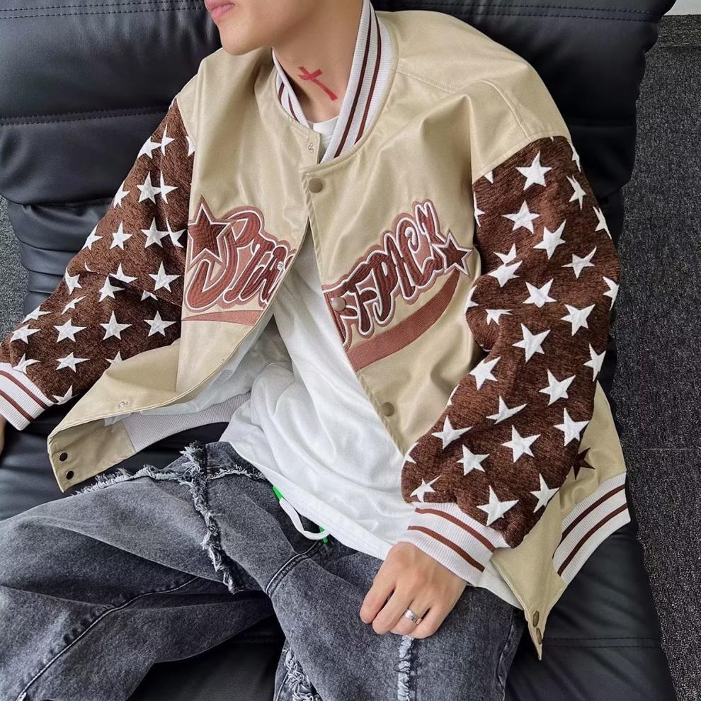 Hip Hop Patchwork Vintage Baseball Jacket