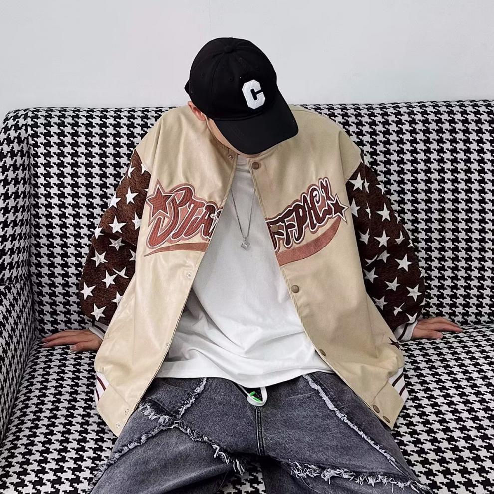 Hip Hop Patchwork Vintage Baseball Jacket