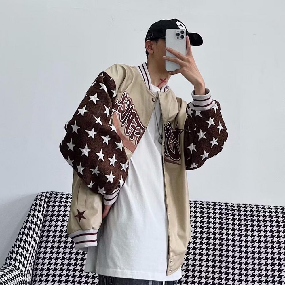 Hip Hop Patchwork Vintage Baseball Jacket