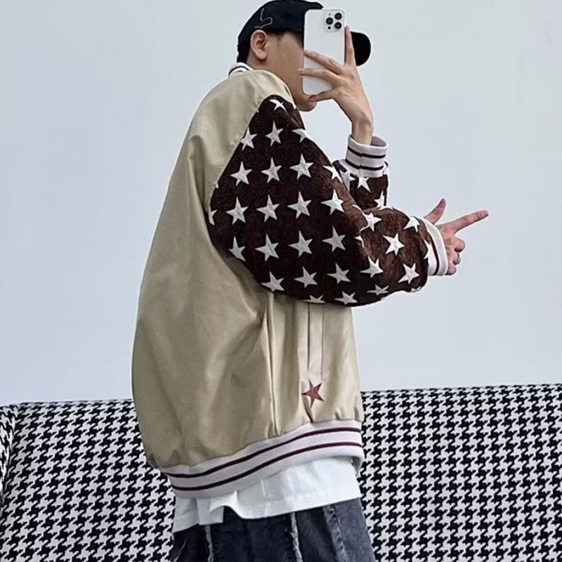 Hip Hop Patchwork Vintage Baseball Jacket