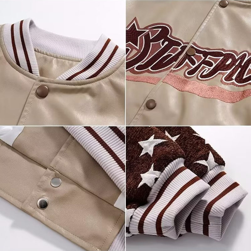 Hip Hop Patchwork Vintage Baseball Jacket