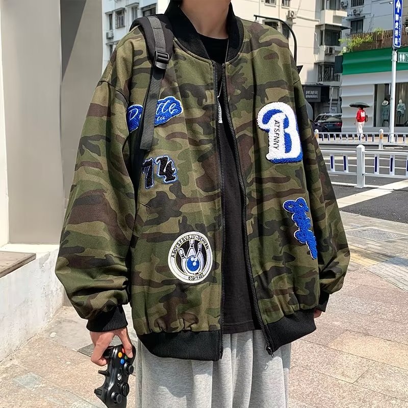 Hip Hop Camo Baseball Jacket