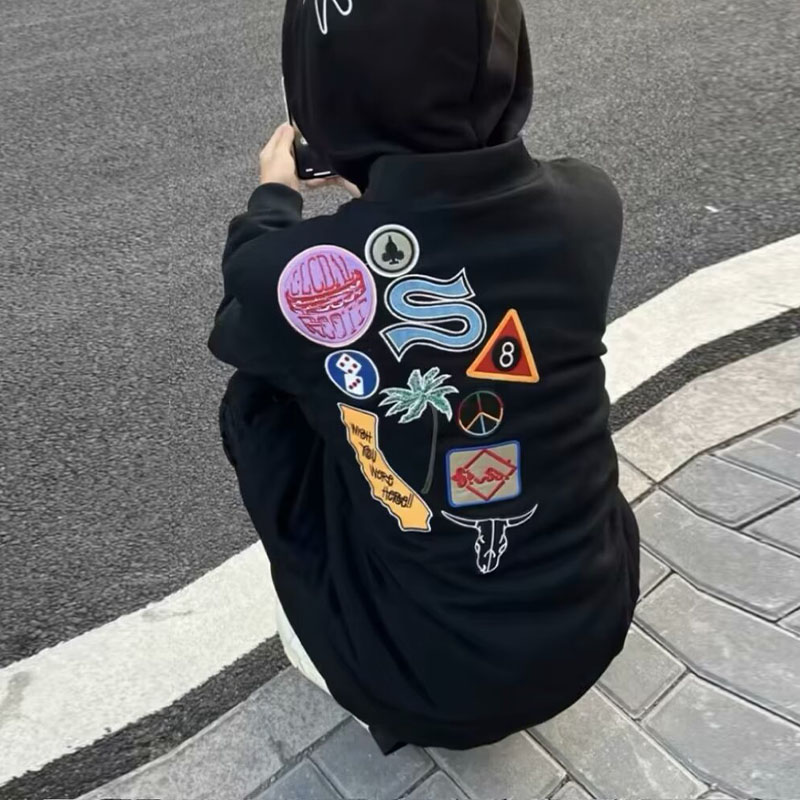 Medallion Embroidered Baseball Jacket