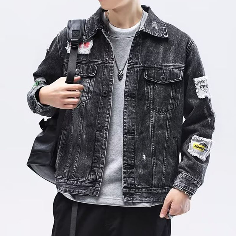 Japanese Hip Hop Patchwork Denim Jacket