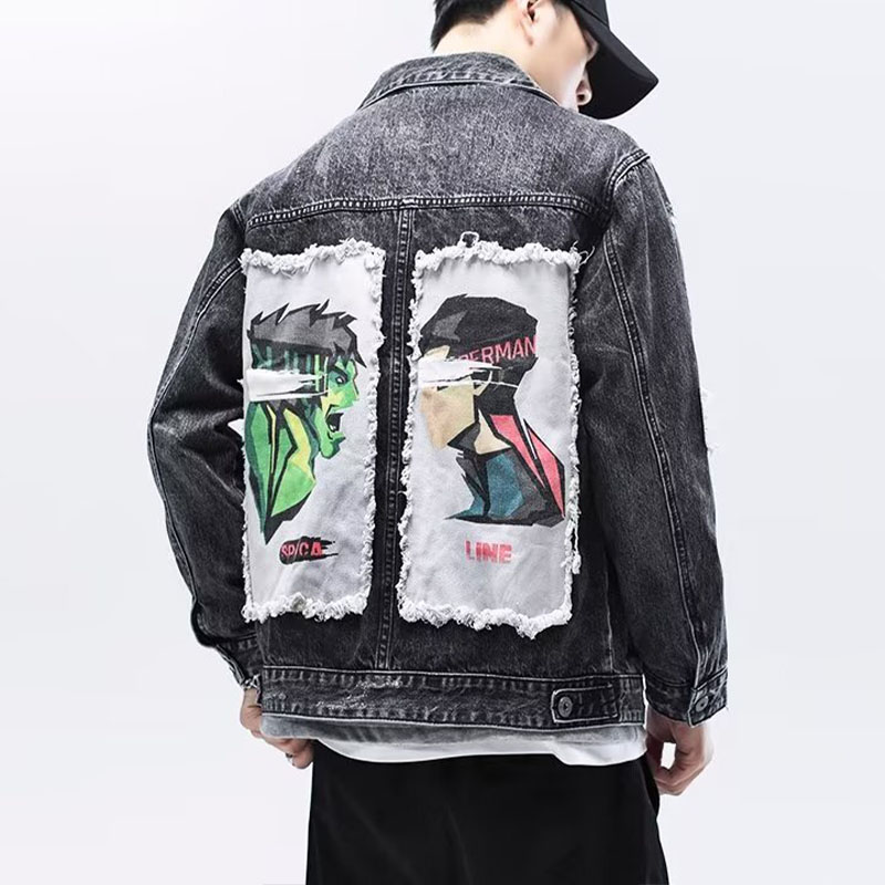 Japanese Hip Hop Patchwork Denim Jacket