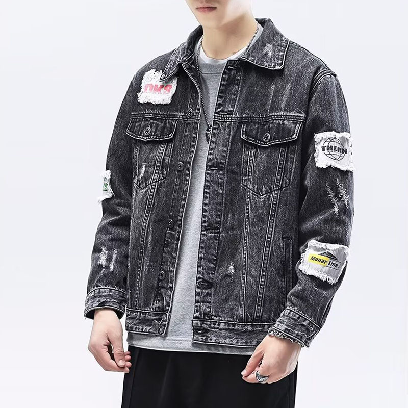 Japanese Hip Hop Patchwork Denim Jacket