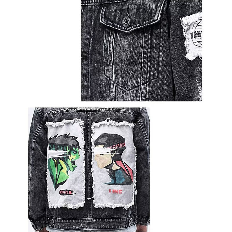 Japanese Hip Hop Patchwork Denim Jacket