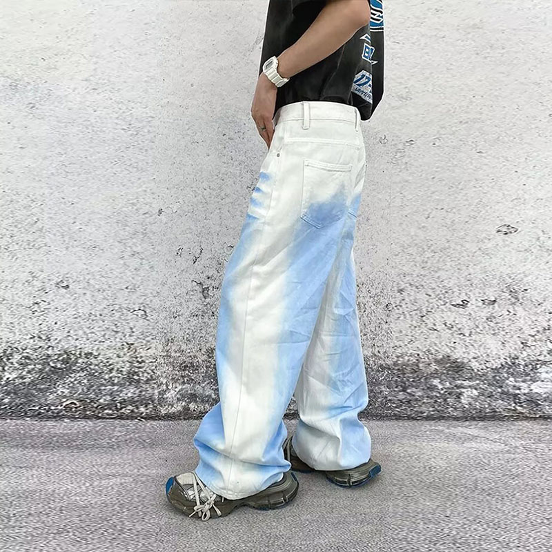 Hip Hop Vintage Spray Paint Colorblocked Distressed Jeans