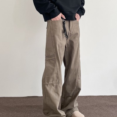 Hip Hop Spliced Pocket Workwear Jeans