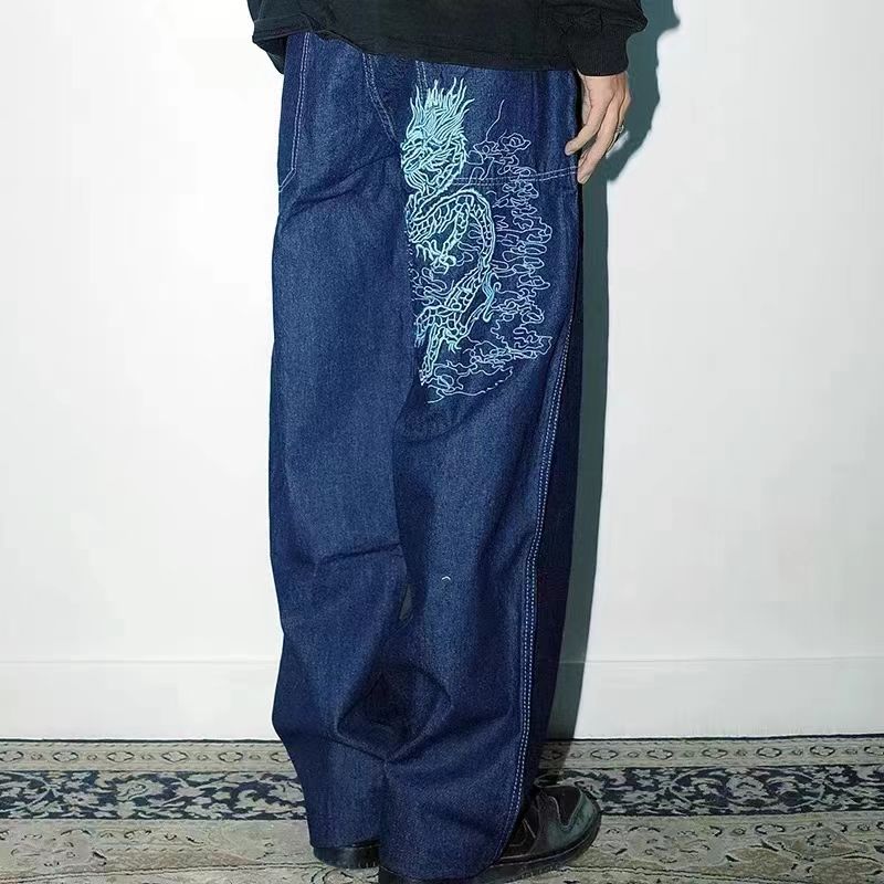 Hip Hop Vintage Dragon Print Jeans