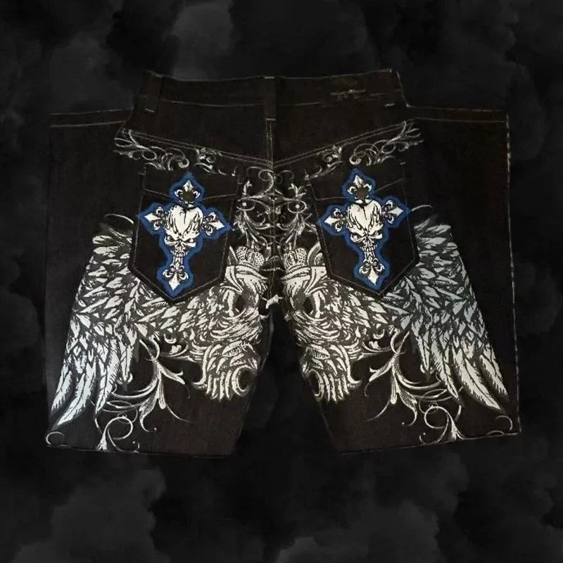 Y2K Cross Skull Pattern Jeans