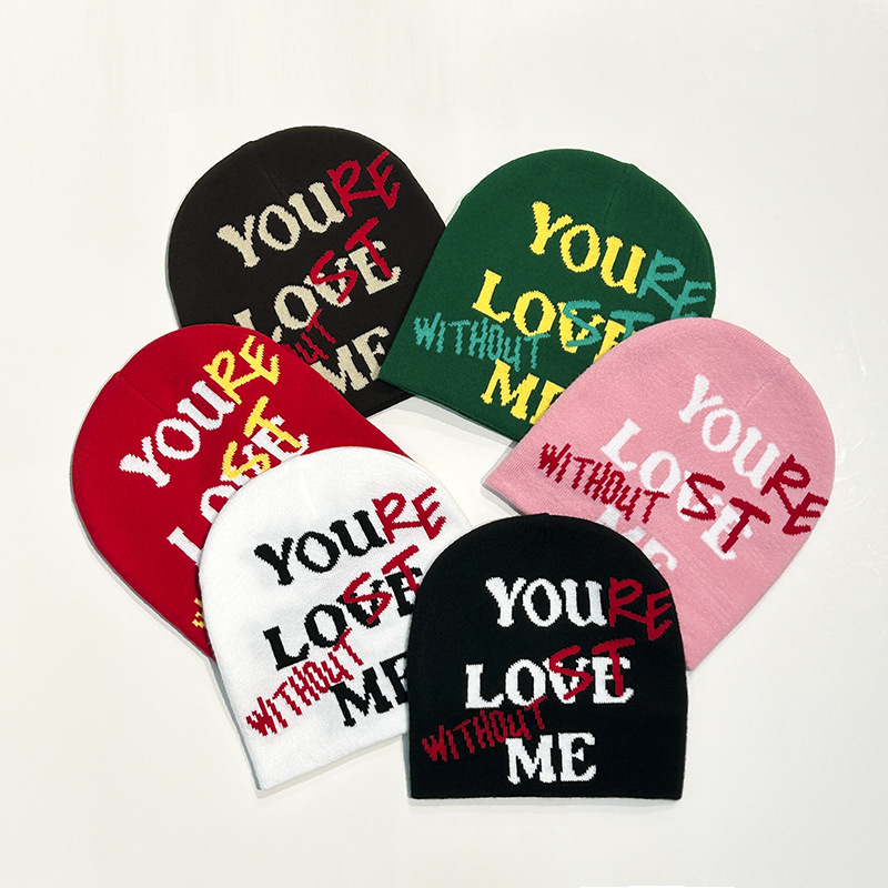 Y2K Hip Hop Monogrammed Jacquard Knit Hat