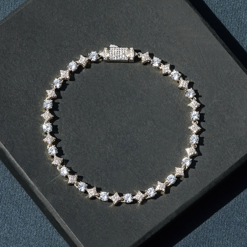 5mm Iced Quadrangular Star Bracelet