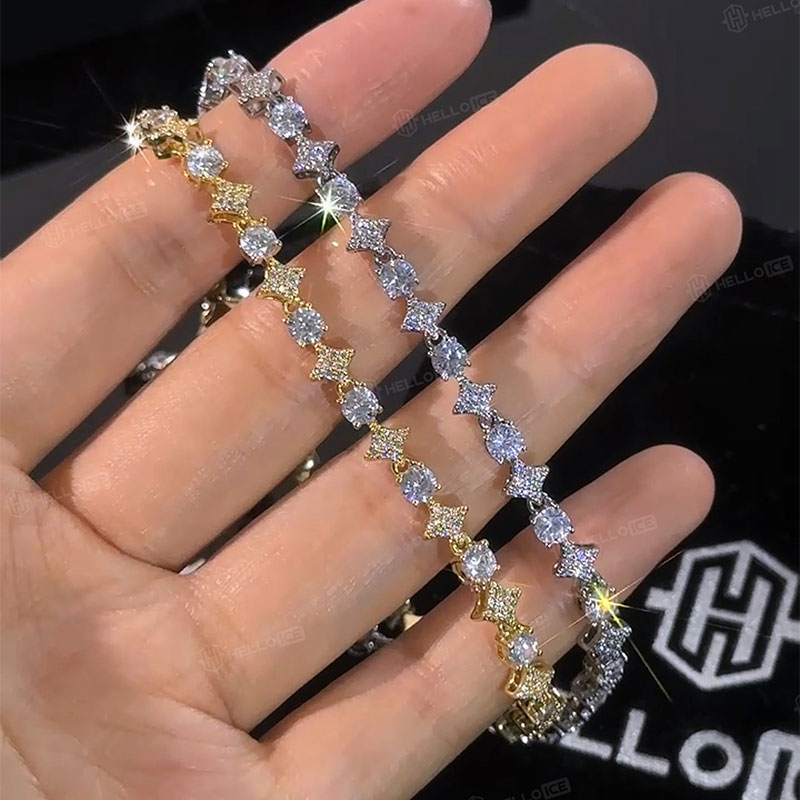 5mm Iced Quadrangular Star Bracelet