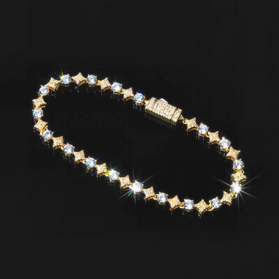 5mm Iced Quadrangular Star Bracelet