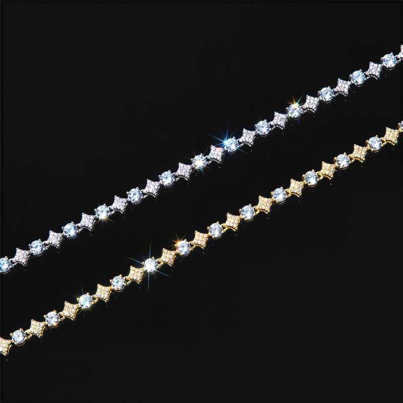 5mm Iced Quadrangular Star Bracelet