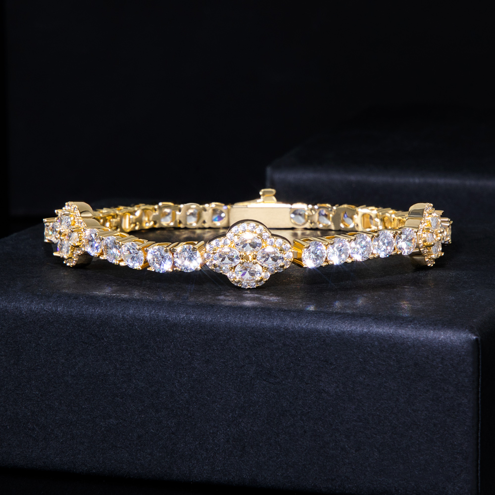 Iced Oval Cut Flower Tennis Bracelet