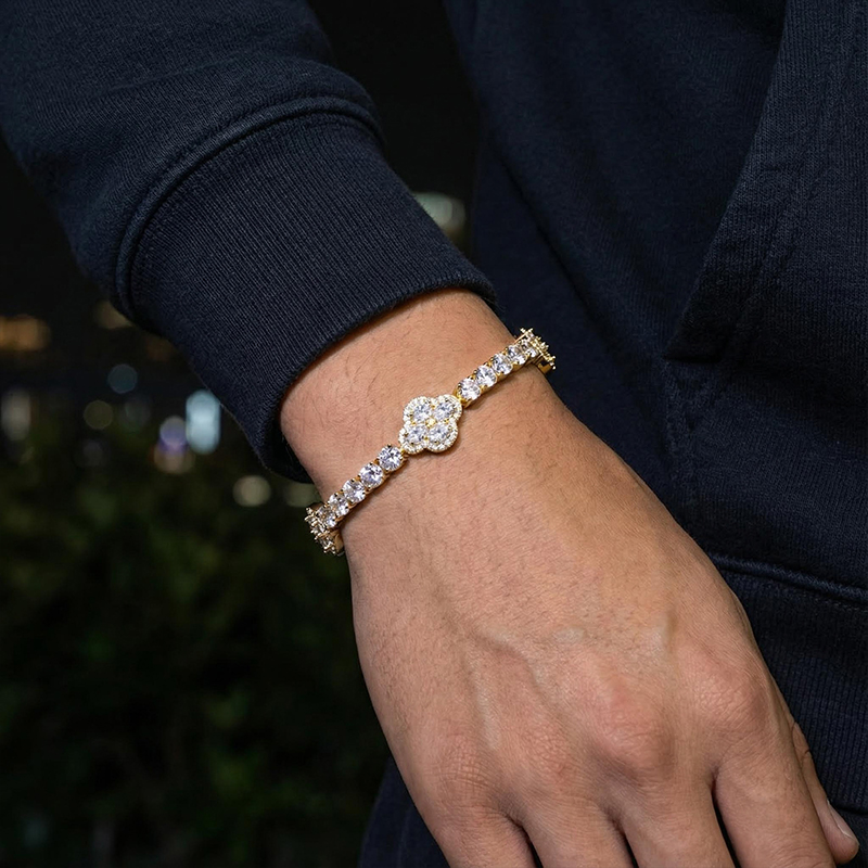 Iced Oval Cut Flower Tennis Bracelet