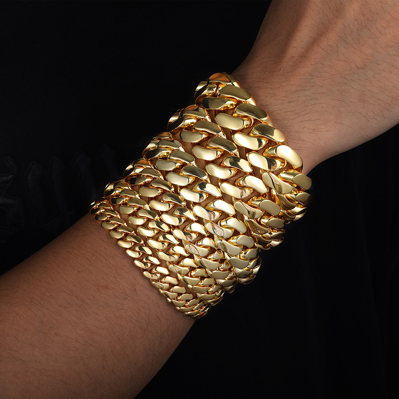 10mm Iced Clasp Cuban Bracelet in Gold