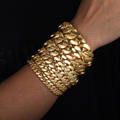 12mm Iced Clasp Cuban Bracelet in Gold