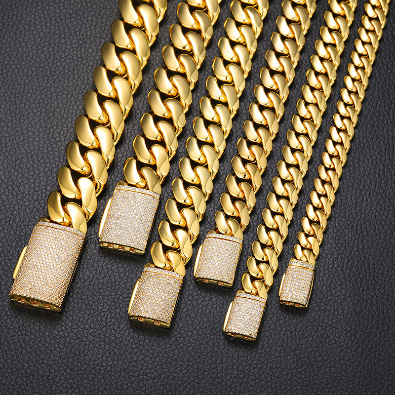 12mm Iced Clasp Cuban Bracelet in Gold