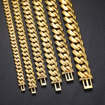 14mm Iced Clasp Cuban Bracelet in Gold