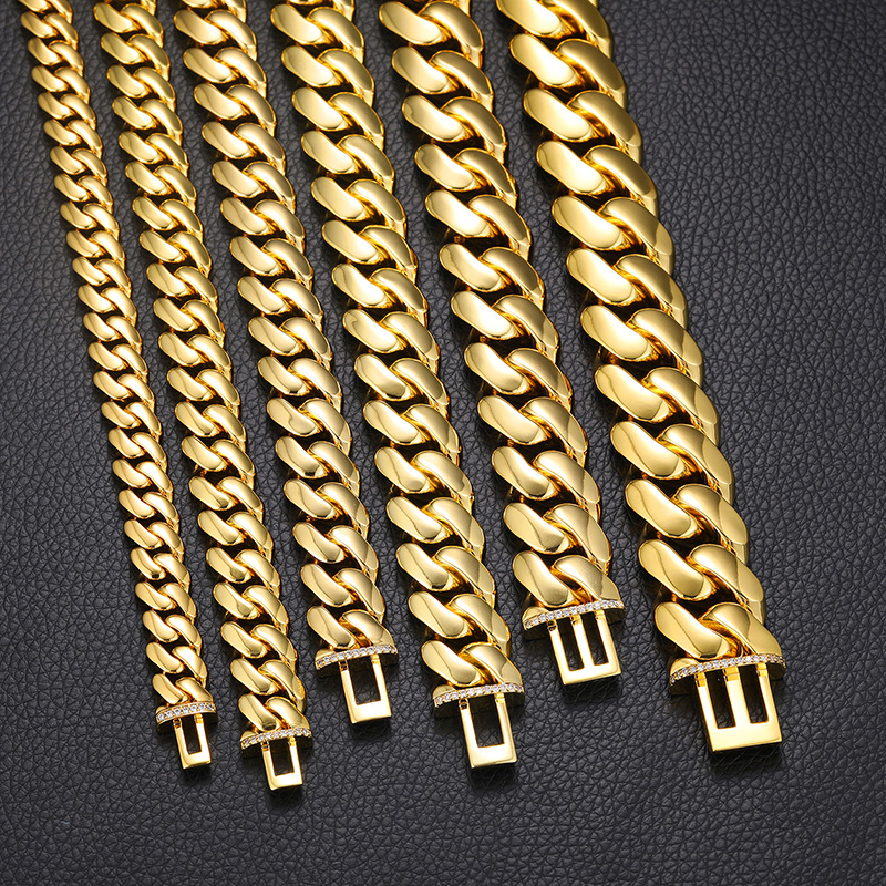 20mm Iced Clasp Cuban Bracelet in Gold