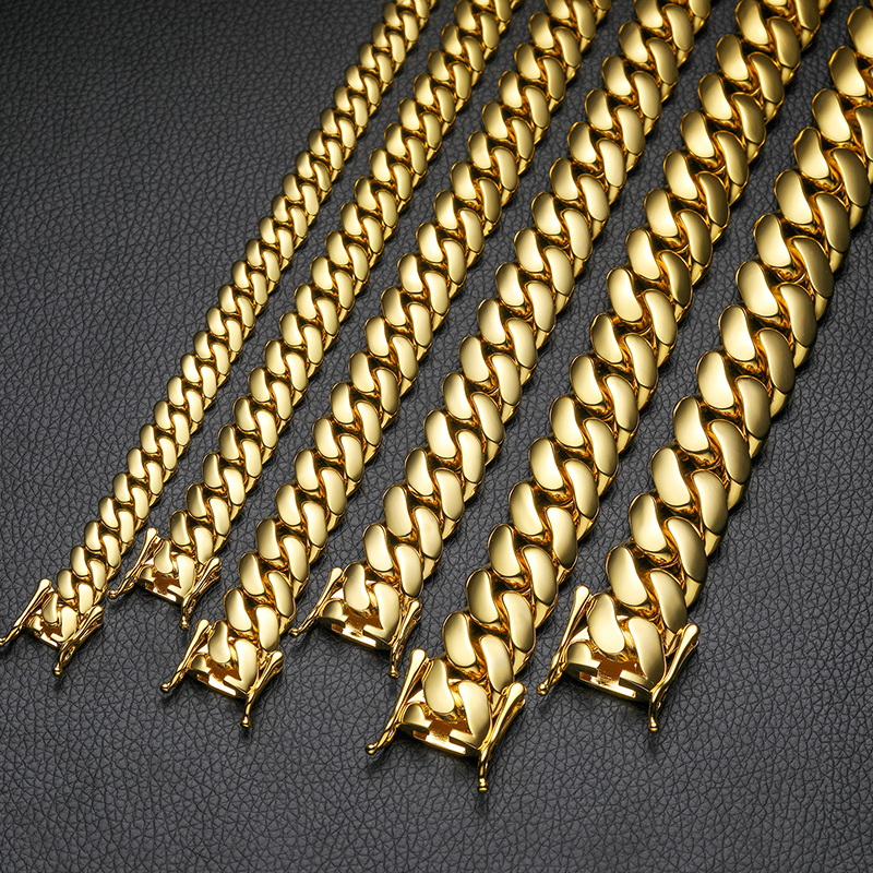 10/12/14/16/18/20/22mm Cuban Bracelet in Gold