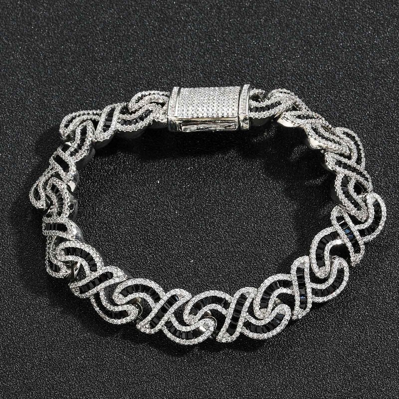 Tapered Baguette Cut Black Diamonds Infinity Sign Bracelet