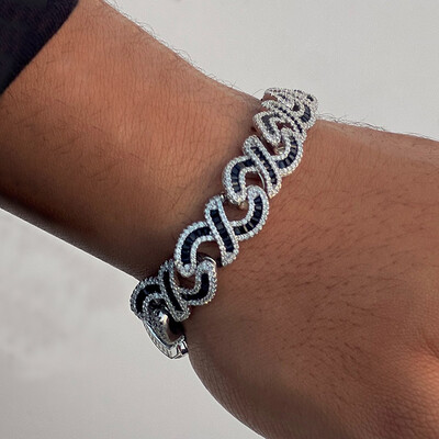 12mm Baguette Cut Black Diamonds Infinity Bracelet