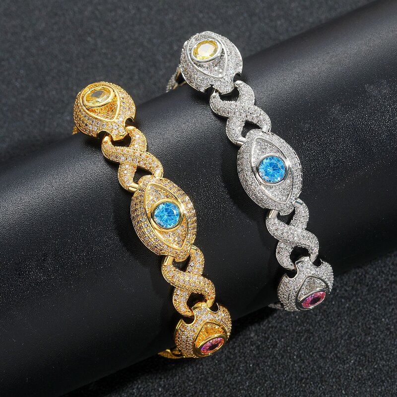 14mm Eyes Infinity Sign Fancy Color Diamond Bracelet