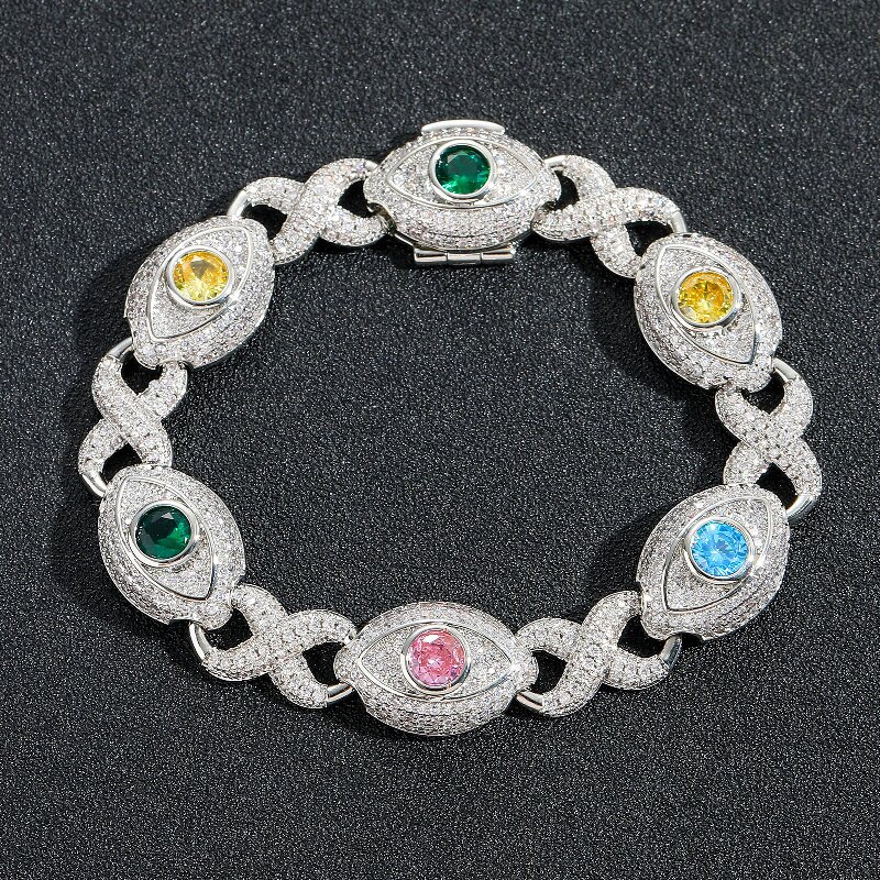 14mm Eyes Infinity Sign Fancy Color Diamond Bracelet