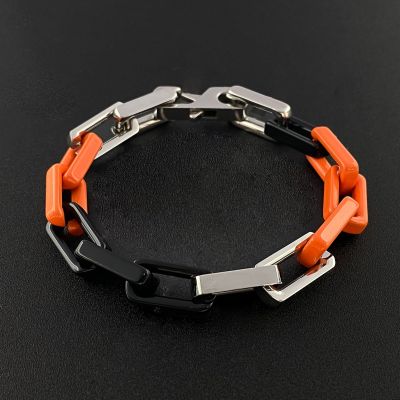 Titanium Steel Rectangle Link Colorblock Bracelet