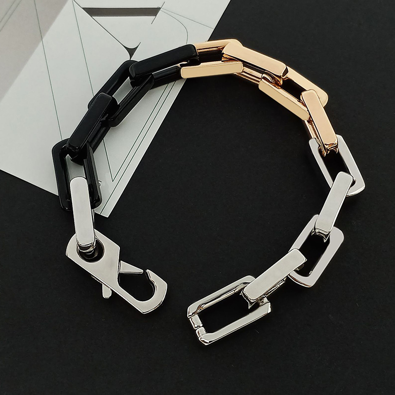 Titanium Steel Rectangle Link Colorblock Bracelet