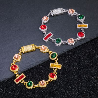 Colorful Diamonds Baguette Cut Bracelet