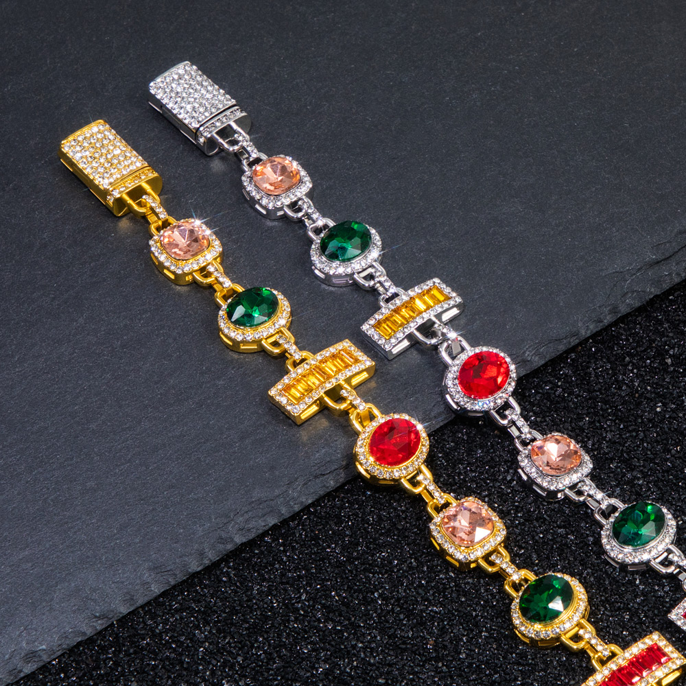 Colorful Diamonds Baguette Cut Bracelet