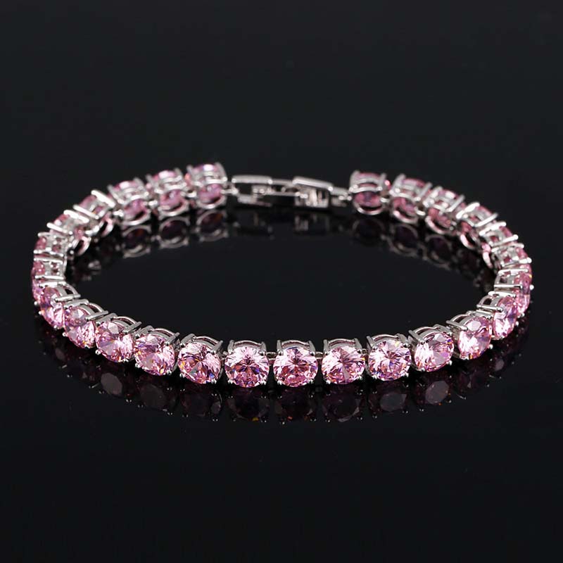 6mm Pink Tennis Bracelet in White Gold