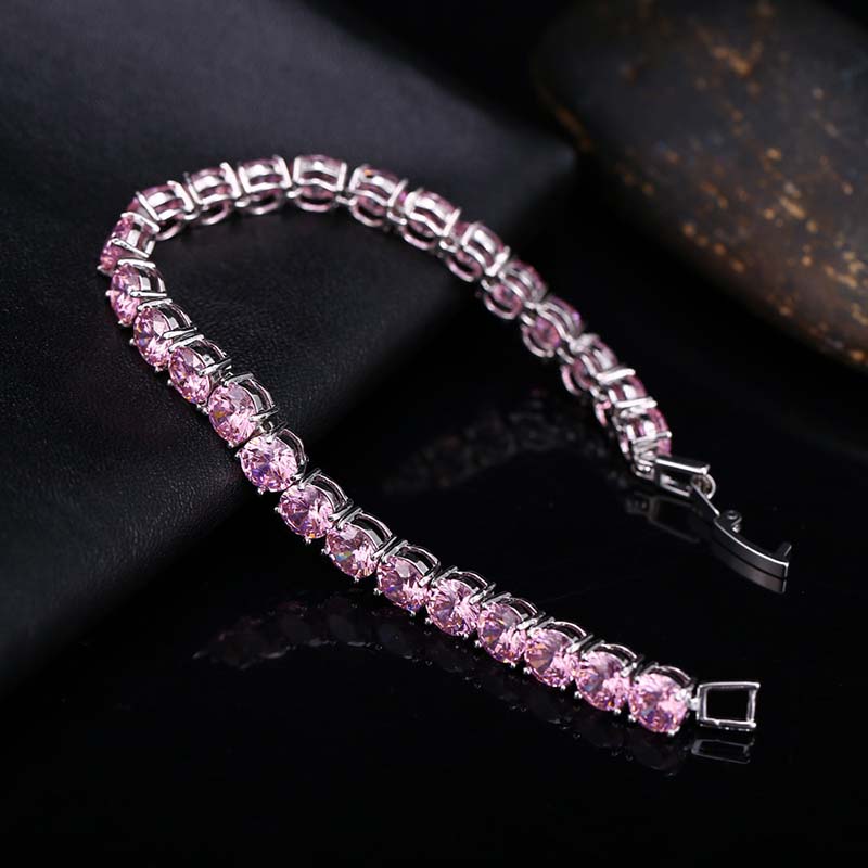 6mm Pink Tennis Bracelet in White Gold