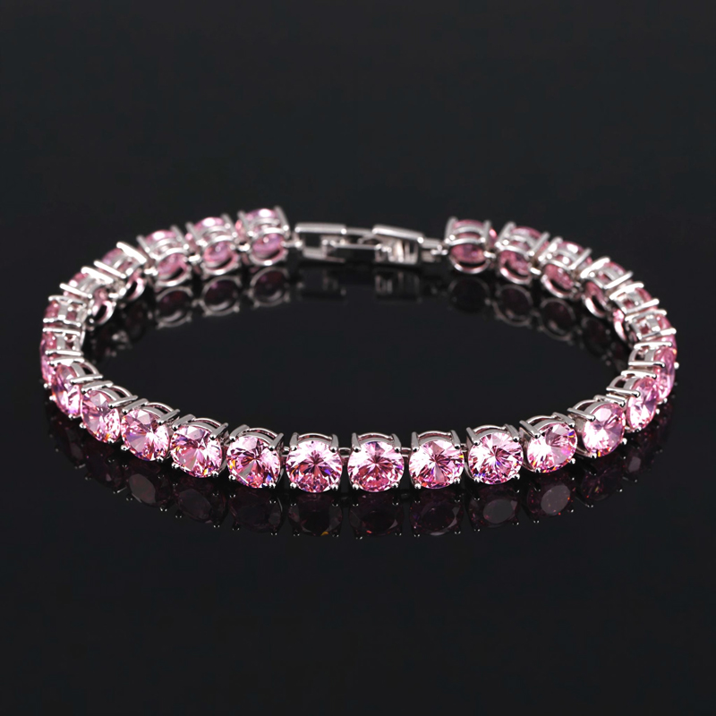 6mm Pink Tennis Bracelet in White Gold 6mm Pink Tennis Bracelet in White Gold